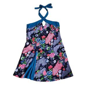 Schwiing black & teal floral halter dress